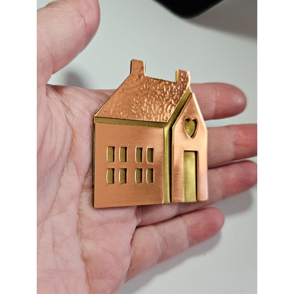 Hallmark two-tone house brooch copper gold